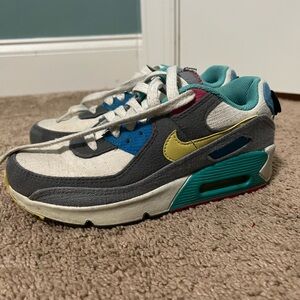 Nike Kids Sneakers in Gray, Blue, and Yellow